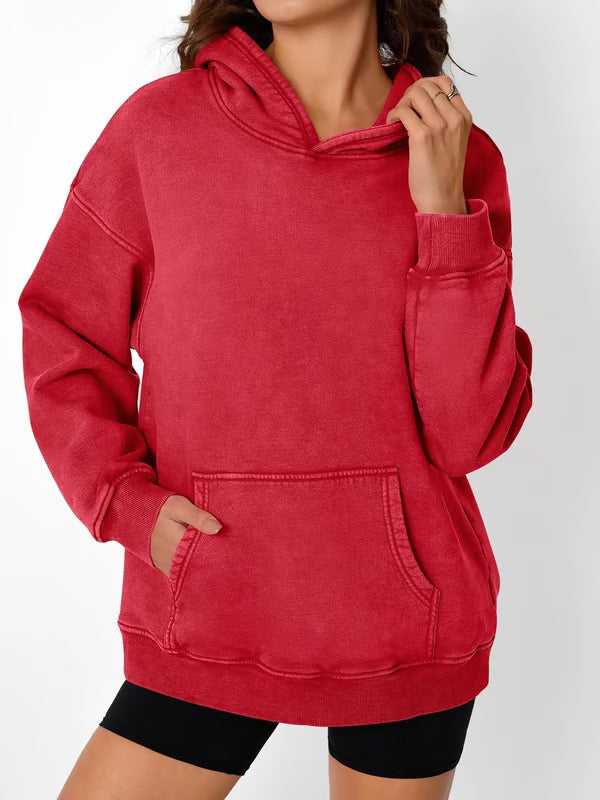 Unisex Casual Oversized Acid Wash Tops Hoodie Pullover