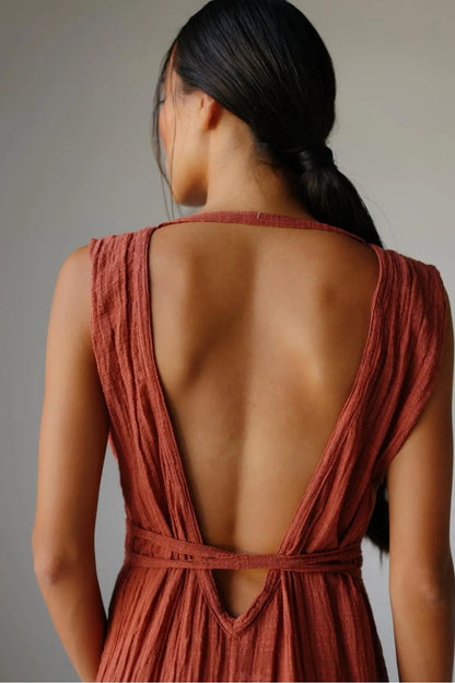 Plunge Neckline Wide Leg Jumpsuit