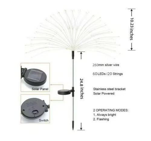 Waterproof Solar Garden Fireworks Lamp