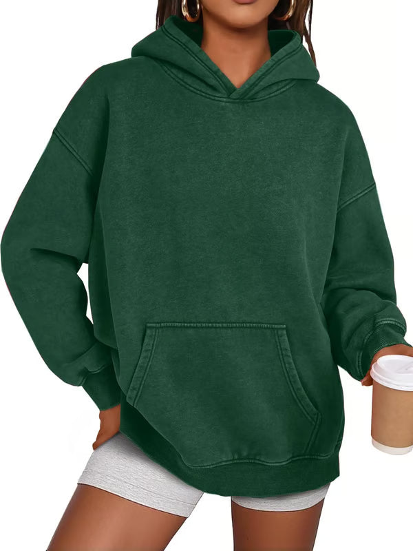 Unisex Casual Oversized Acid Wash Tops Hoodie Pullover