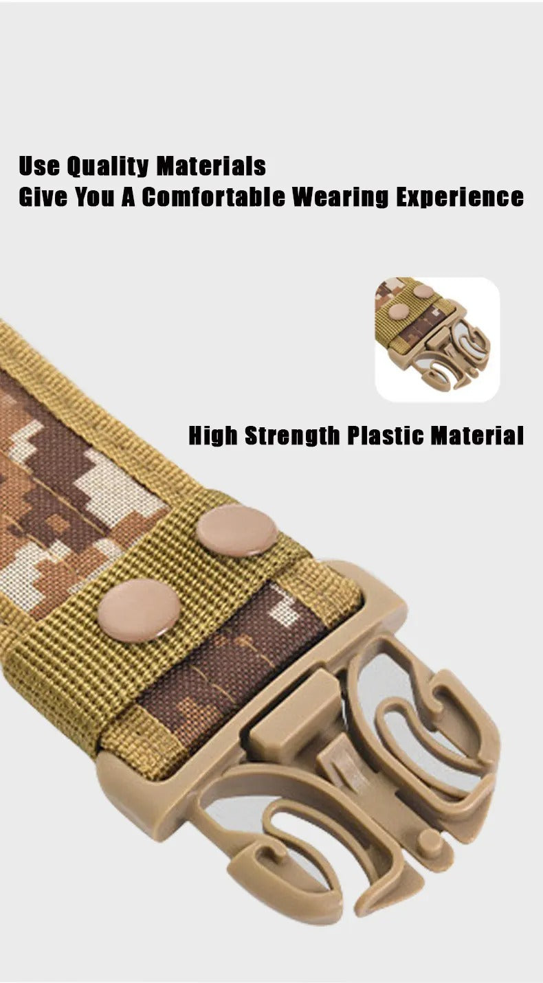 New Style Men's Quick-Release Tactical Belt - Outdoor Camouflage Nylon Wide Waist Belt for Mountaineering, Hiking, Work, Fishing