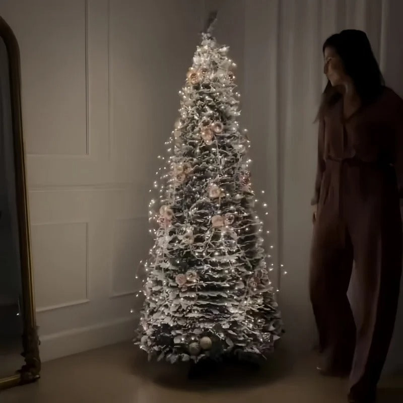 Foldable Christmas Tree — 180 cm Christmas Tree with LED Lights — Decorated Christmas Tree for Home Decoration